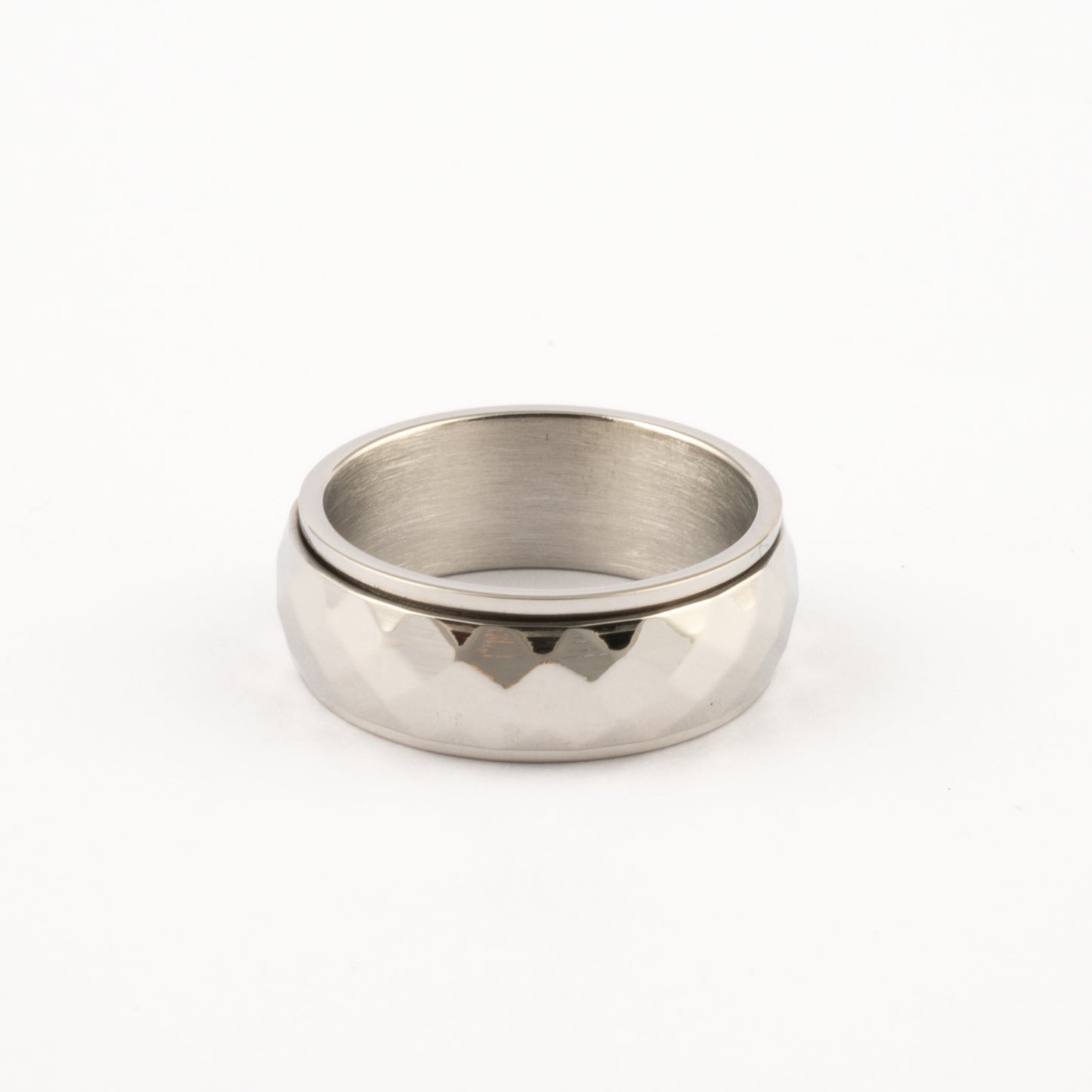 Anillo Deslizante Grueso Corte Rombo Plateado