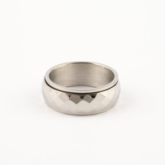 Anillo Deslizante Grueso Corte Rombo Plateado