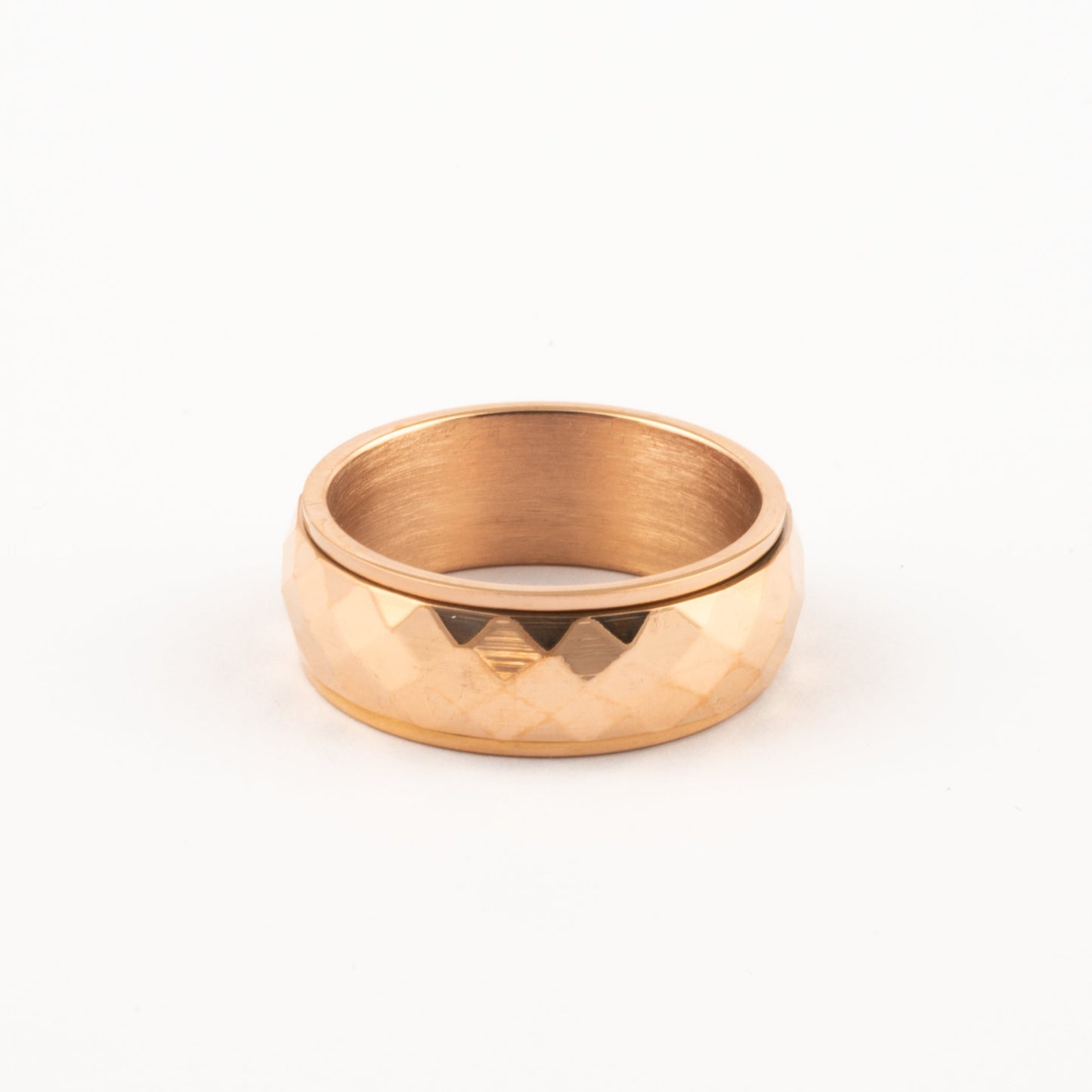 Anillo Deslizante Grueso Corte Rombo Oro Rosa