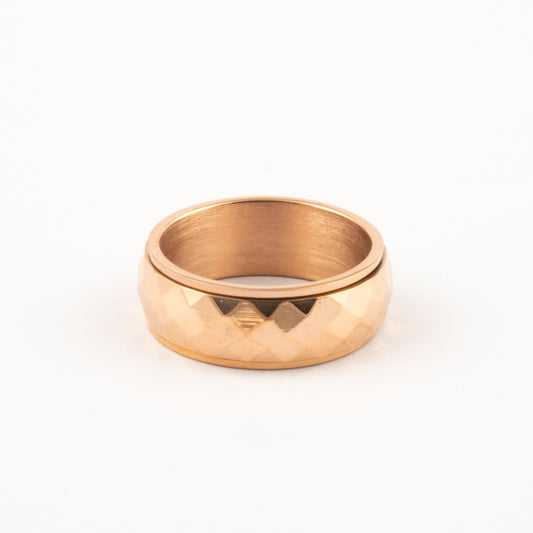 Anillo Deslizante Grueso Corte Rombo Oro Rosa