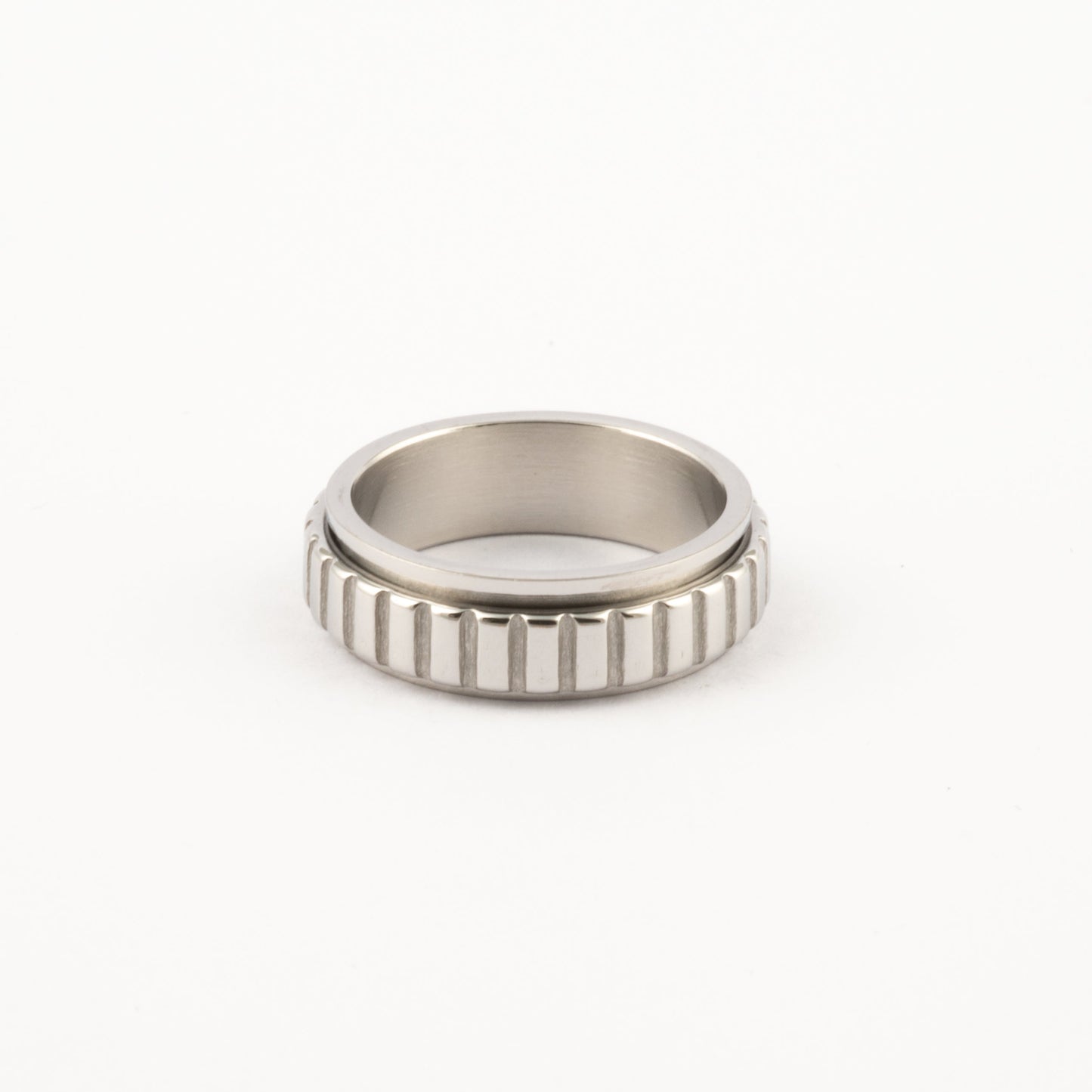 Anillo Deslizante Patrón Rectángulos Plateado