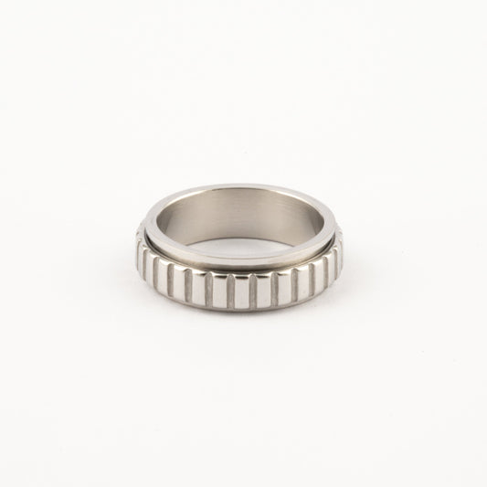 Anillo Deslizante Patrón Rectángulos Plateado