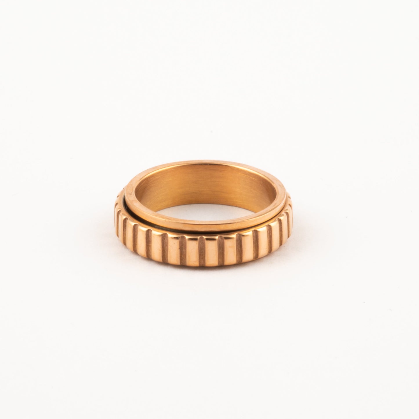 Anillo Deslizante Patrón Rectángulos Oro Rosa