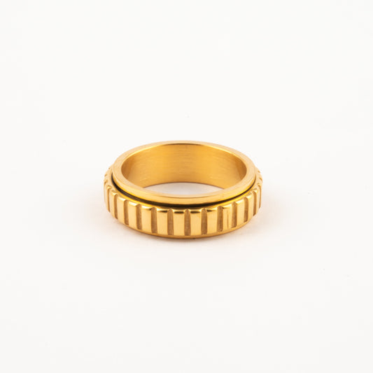 Anillo Deslizante Patrón Rectángulos Dorado