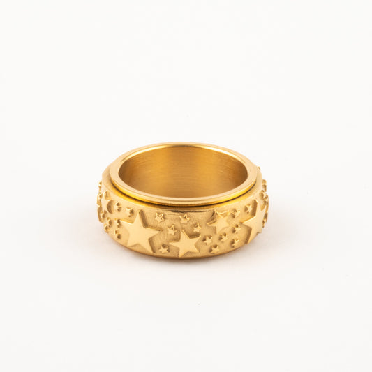 Anillo Deslizante Estrellas Relieve Dorado