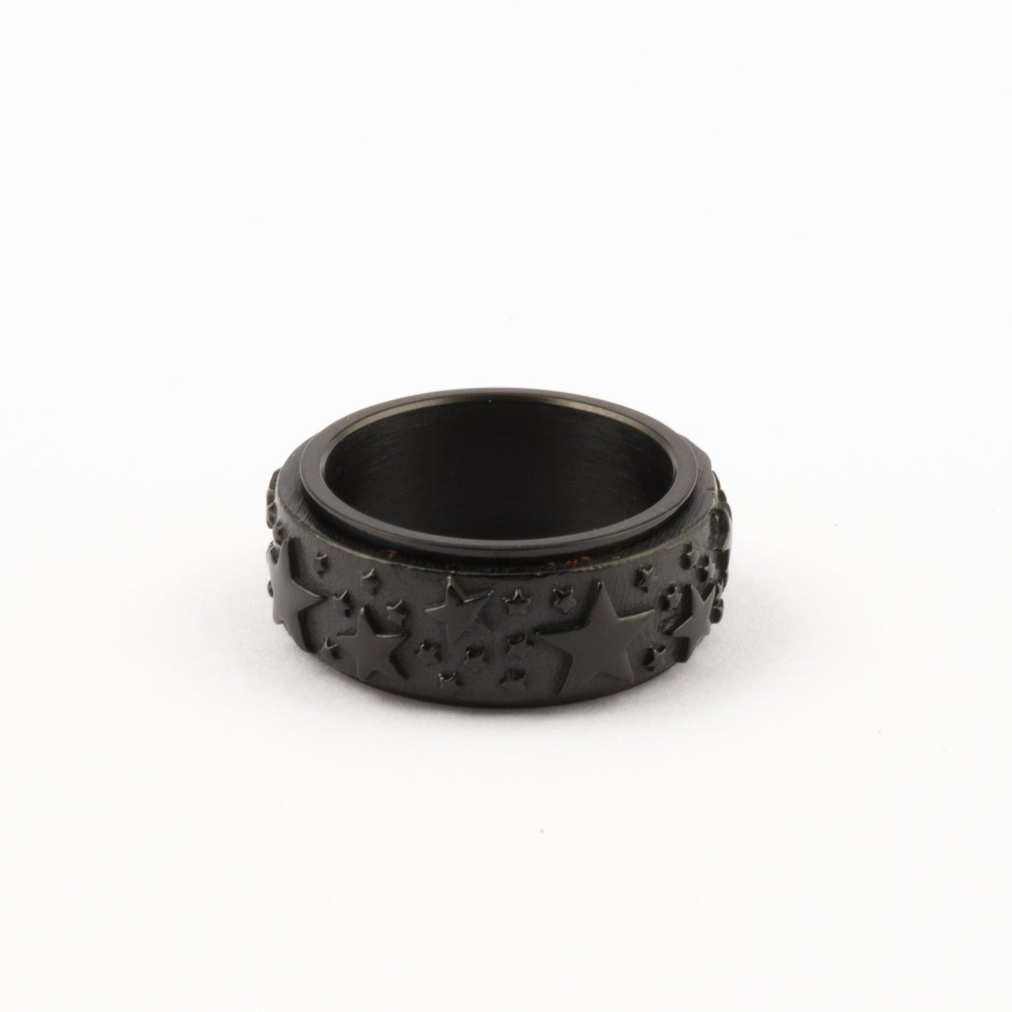 Anillo Deslizante Estrellas Relieve Negro