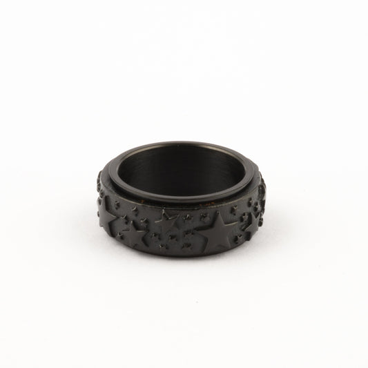 Anillo Deslizante Estrellas Relieve Negro