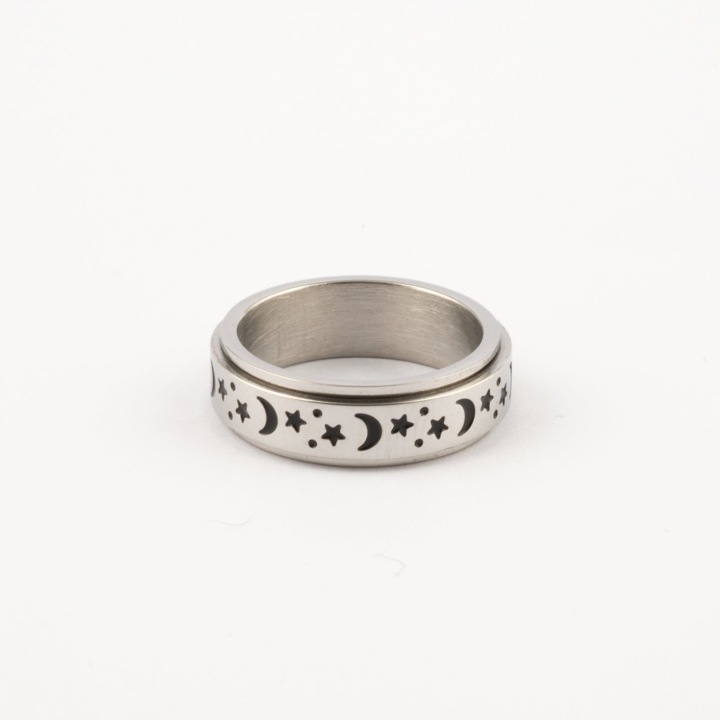 Anillo Deslizante Luna y Estrellas 2 Plateado
