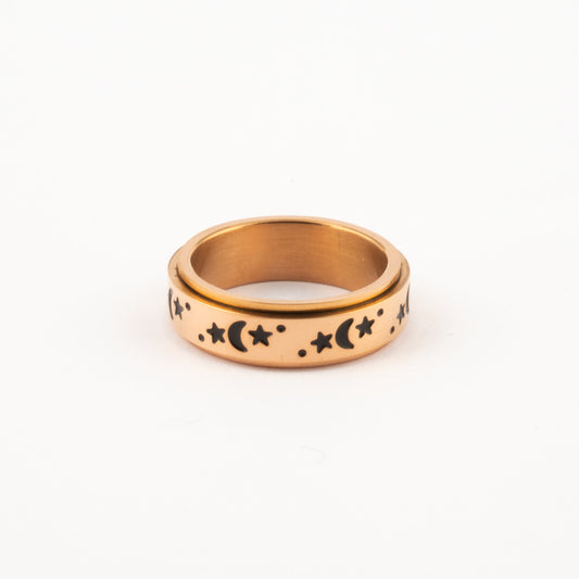 Anillo Deslizante Luna y Estrellas 2 Oro Rosa