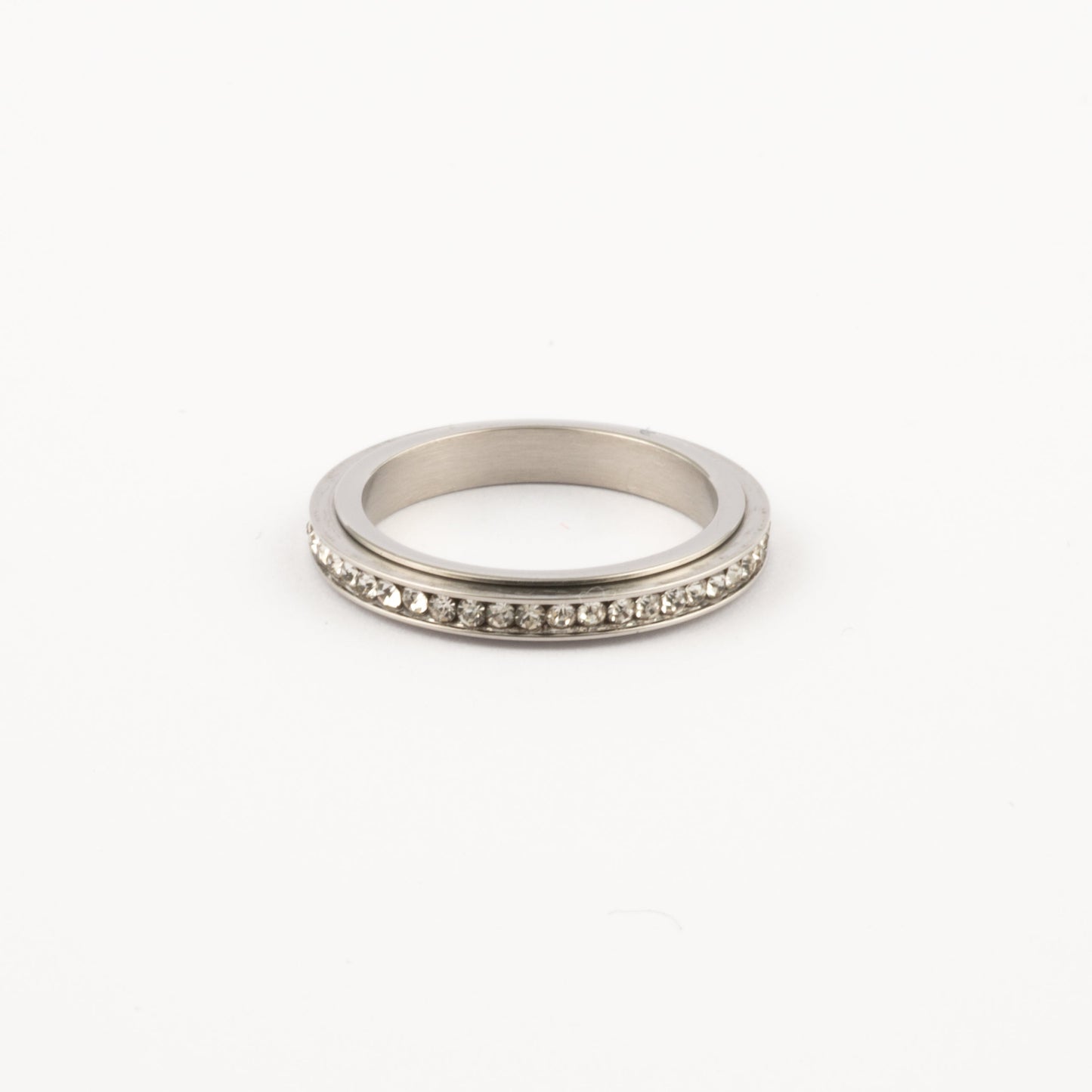 Anillo Deslizante Delgado Zirconias Plateado