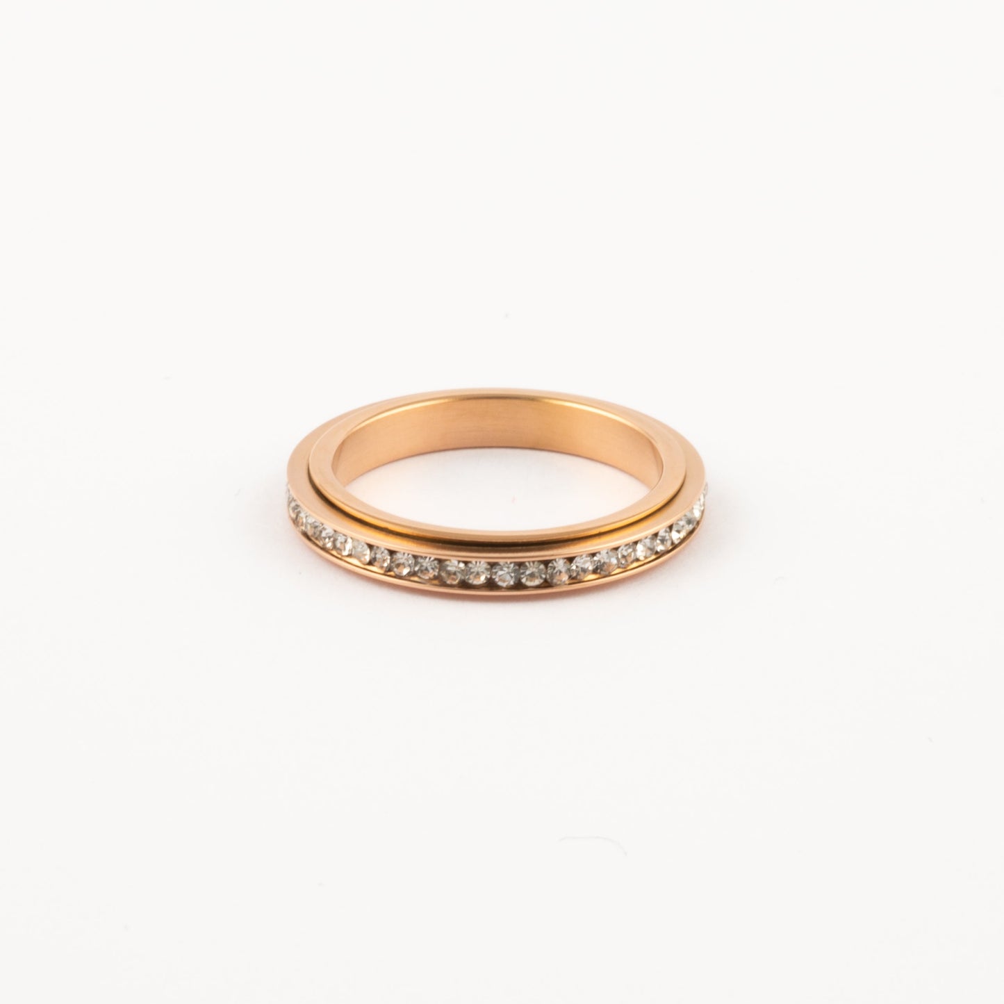 Anillo Deslizante Delgado Zirconias Oro Rosa