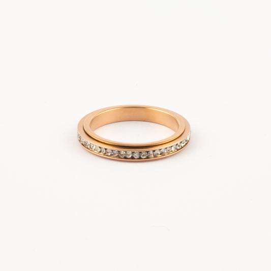 Anillo Deslizante Delgado Zirconias Oro Rosa