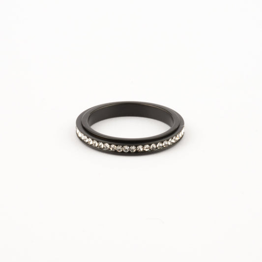 Anillo Deslizante Delgado Zirconias Negro