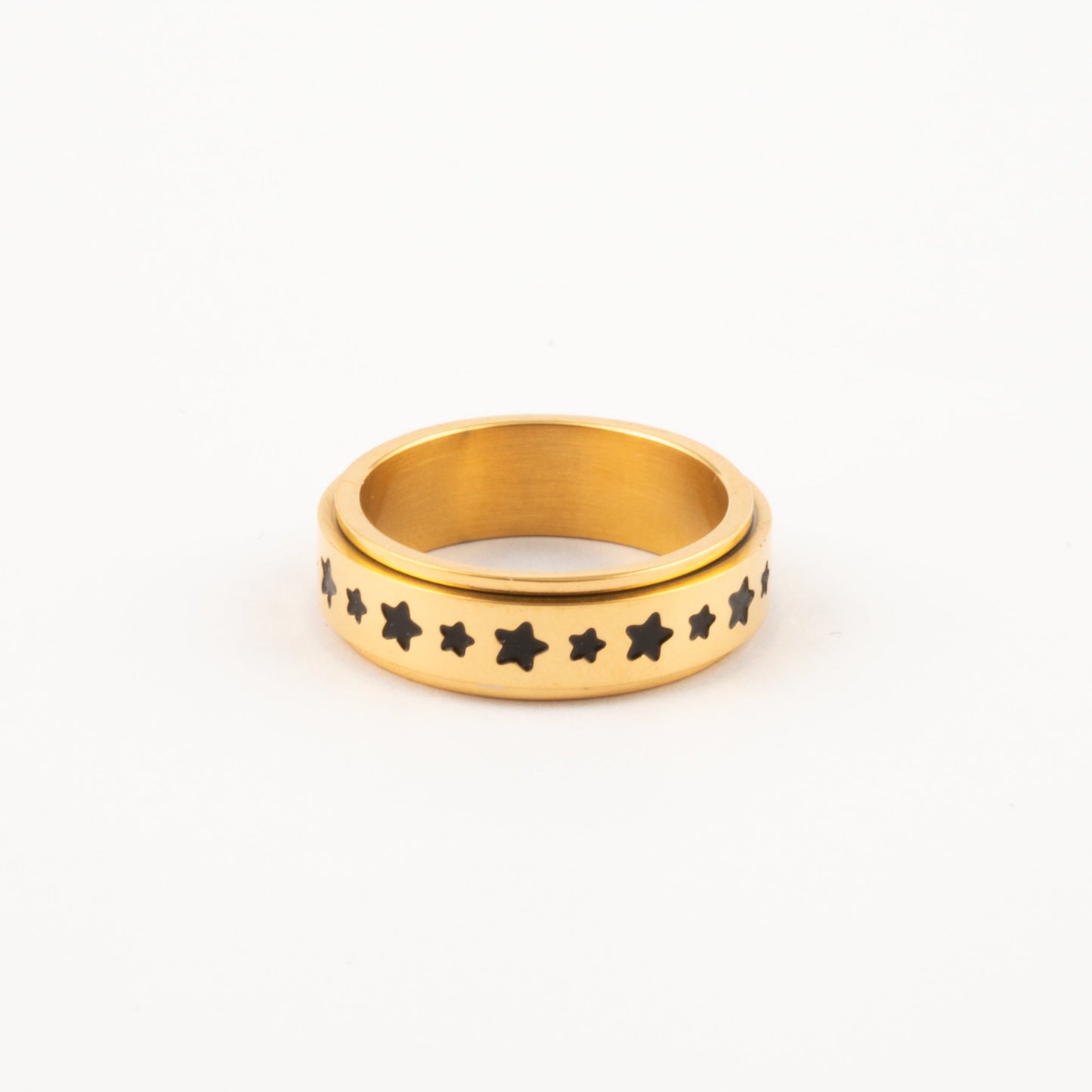 Anillo Deslizante Estrellas Negras Dorado