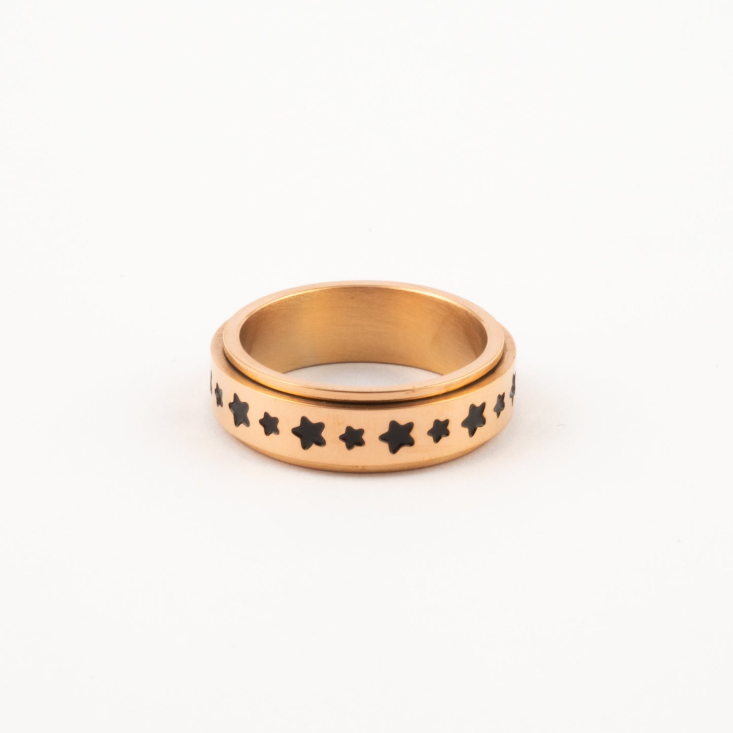 Anillo Deslizante Estrellas Negras Oro Rosa