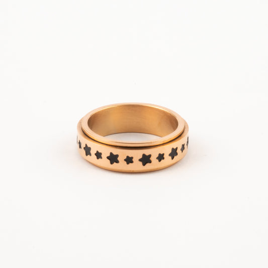 Anillo Deslizante Estrellas Negras Oro Rosa