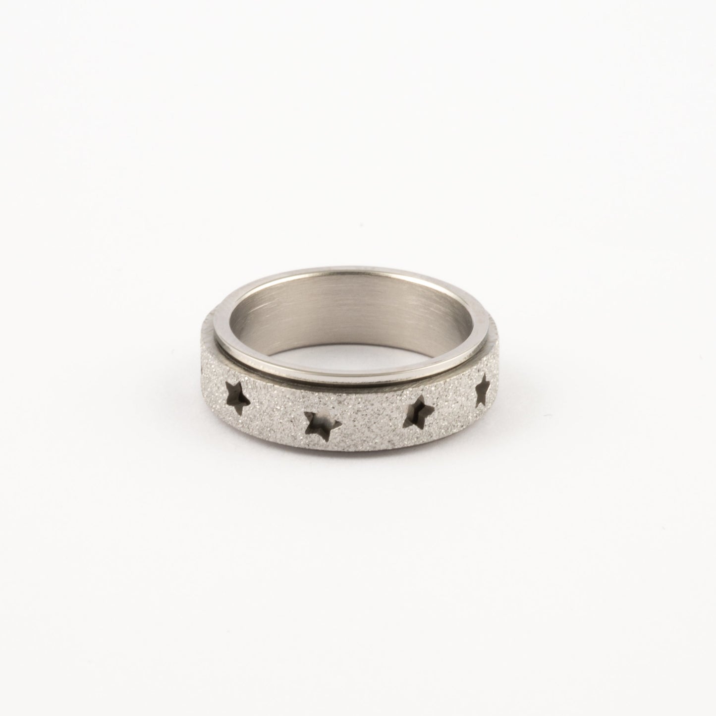 Anillo Deslizante Estrellas Aspero Plateado