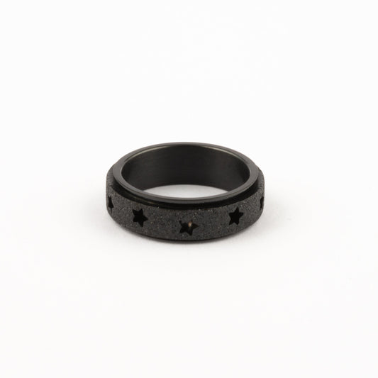 Anillo Deslizante Estrellas Aspero Negro