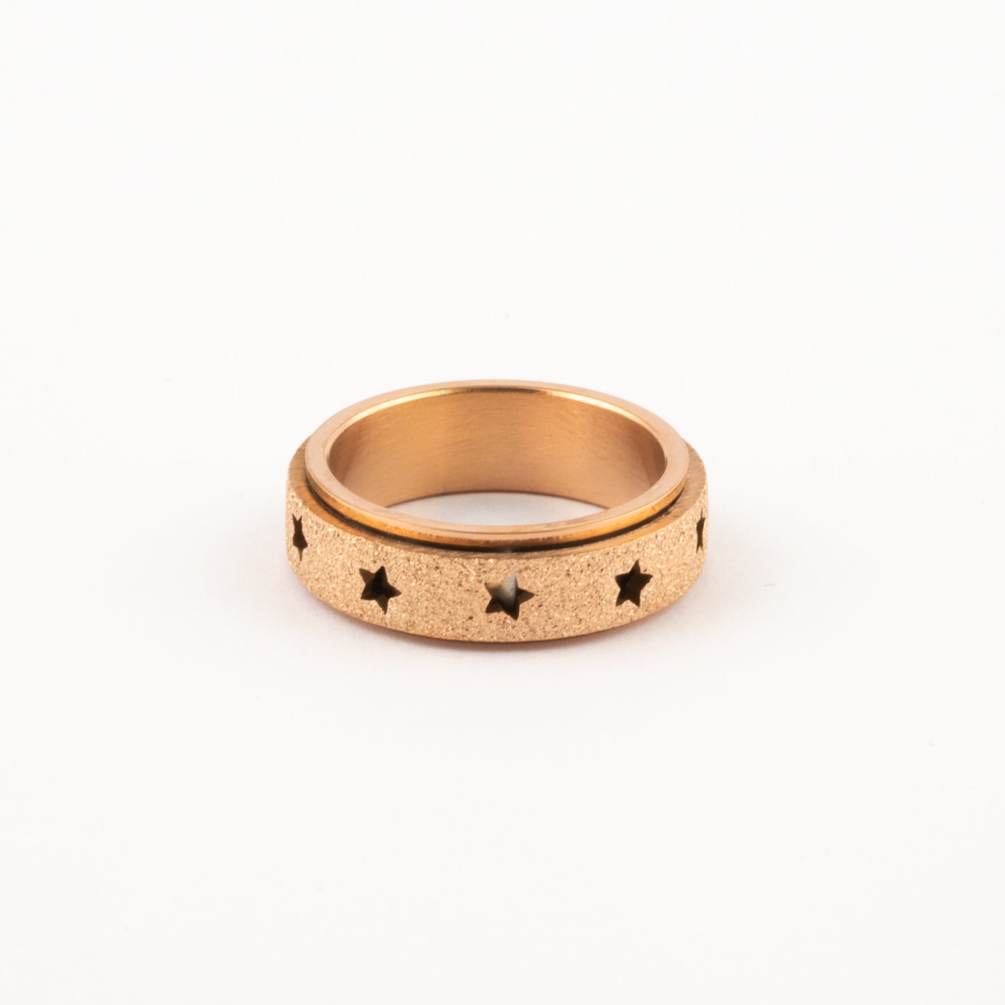 Anillo Deslizante Estrellas Aspero Oro Rosa