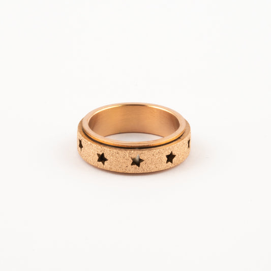 Anillo Deslizante Estrellas Aspero Oro Rosa