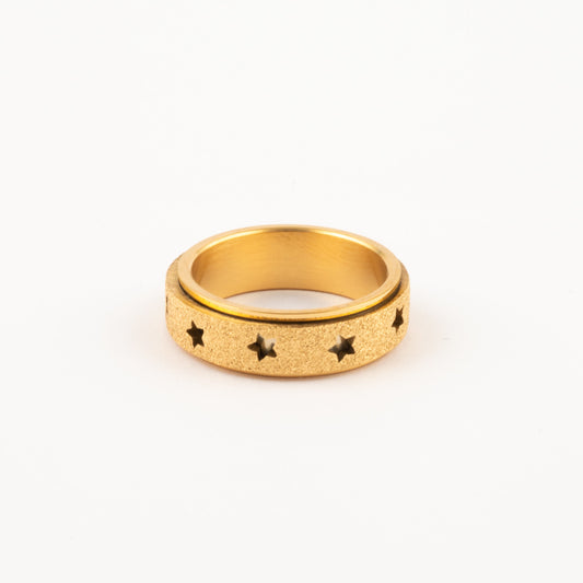 Anillo Deslizante Estrellas Aspero Dorado