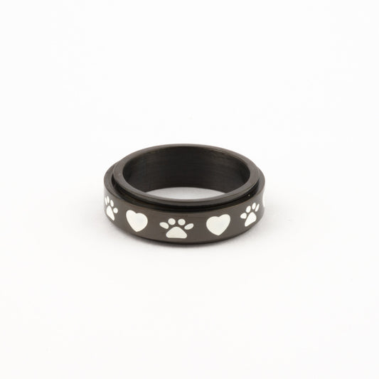 Anillo Deslizante Patitas de Perro Negro