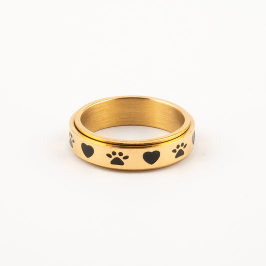 Anillo Deslizante Patitas de Perro Dorado