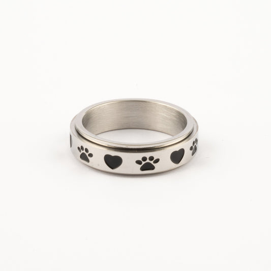 Anillo Deslizante Patitas de Perro Plateado