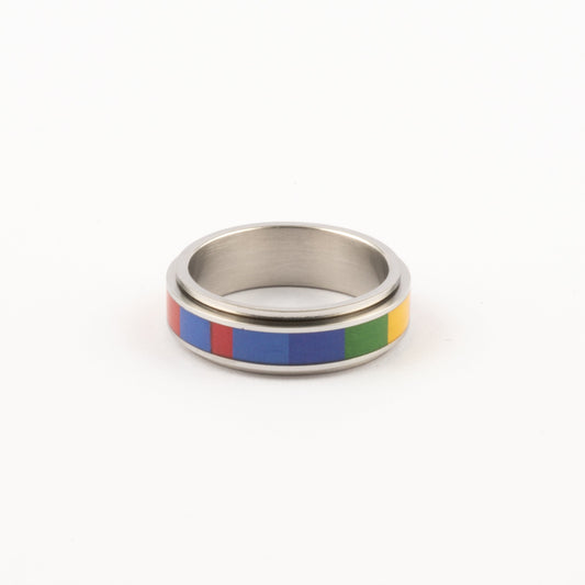 Anillo Deslizante Multicolor Plateado