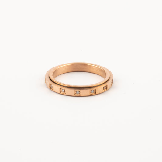 Anillo Deslizante Delgado Brillos Oro Rosa