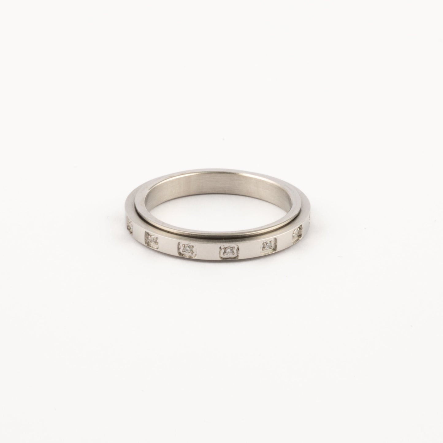 Anillo Deslizante Delgado Brillos Plateado