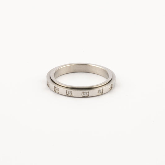 Anillo Deslizante Delgado Brillos Plateado
