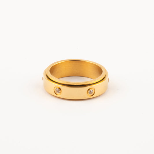 Anillo Deslizante Insertos Zirconias Dorado