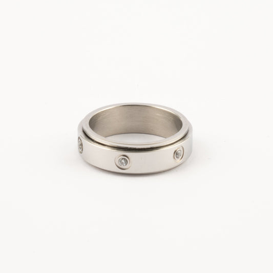Anillo Deslizante Insertos Zirconias Plateado