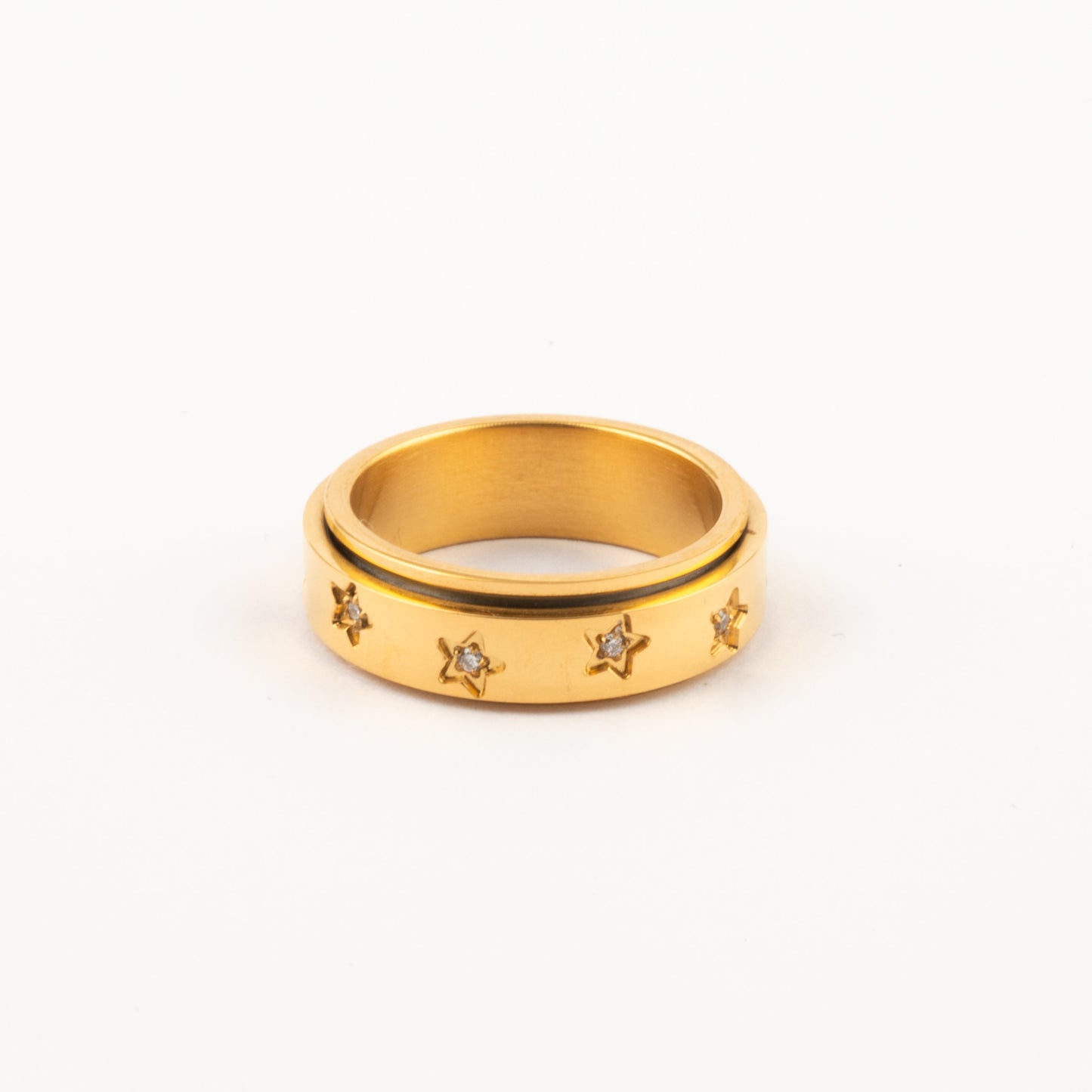 Anillo Deslizante Estrellas Zircon Dorado