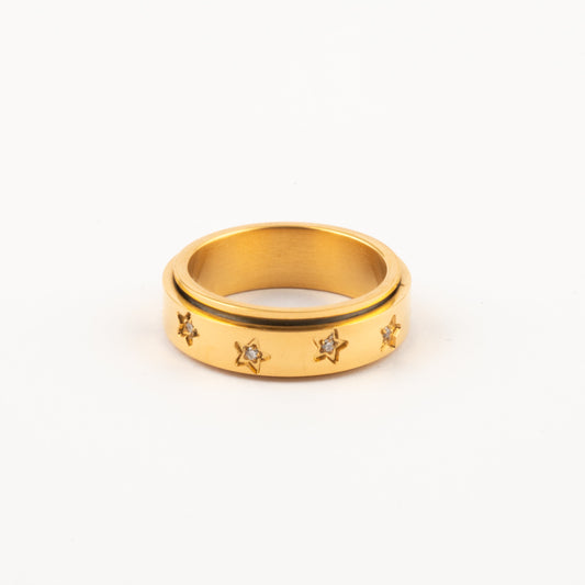Anillo Deslizante Estrellas Zircon Dorado