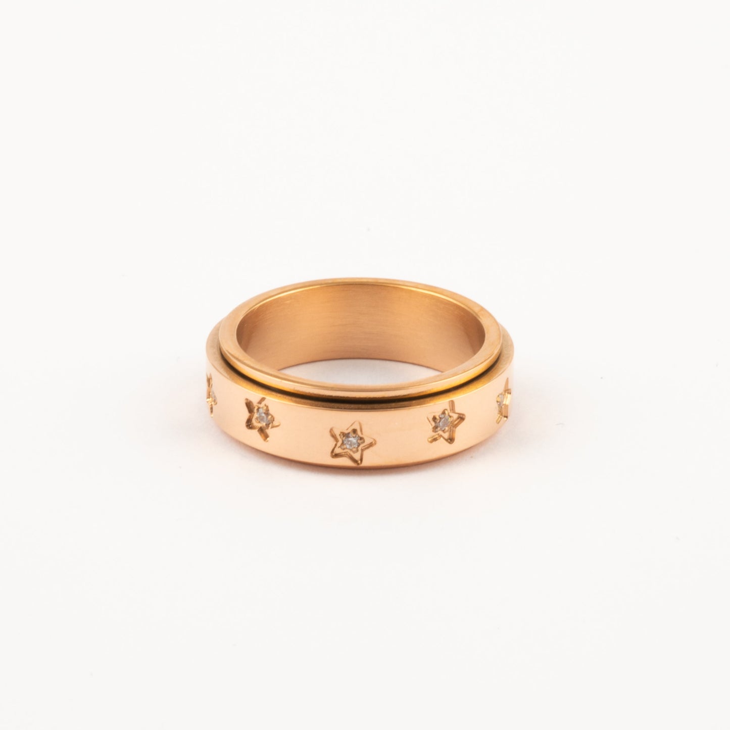 Anillo Deslizante Estrellas Zircon Oro Rosa