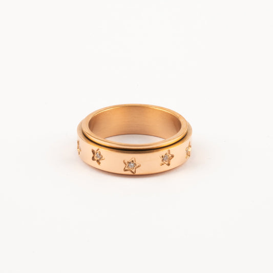 Anillo Deslizante Estrellas Zircon Oro Rosa