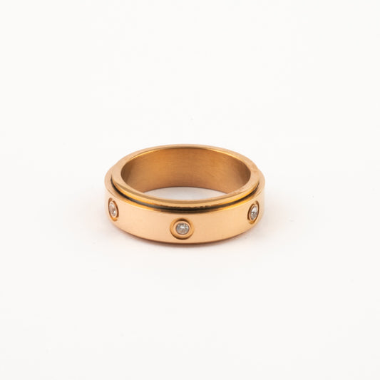 Anillo Deslizante Insertos Zirconias Oro Rosa