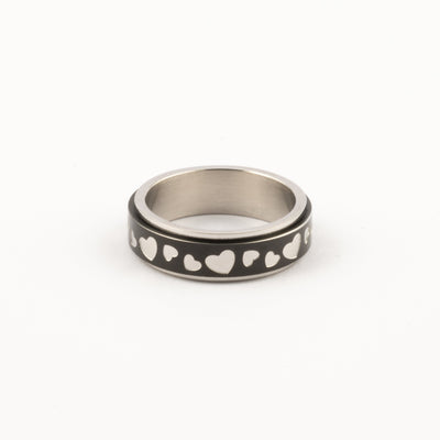 Anillo Deslizante Corazones Negro