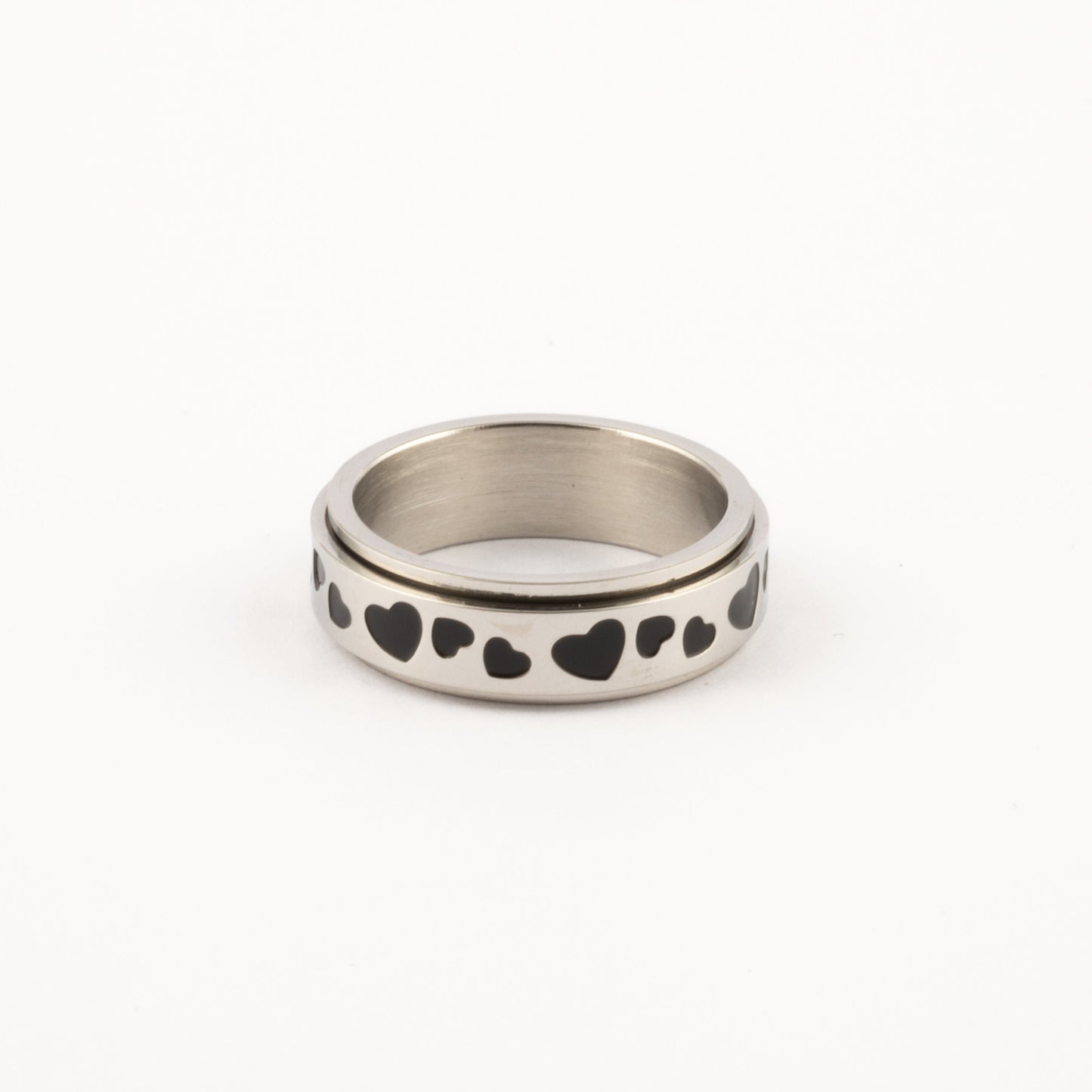 Anillo Deslizante Corazones Plateado