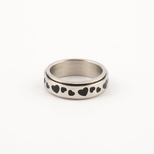 Anillo Deslizante Corazones Plateado