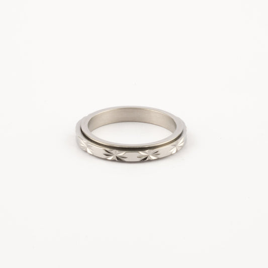 Anillo Deslizante Delgado Textura Plateado