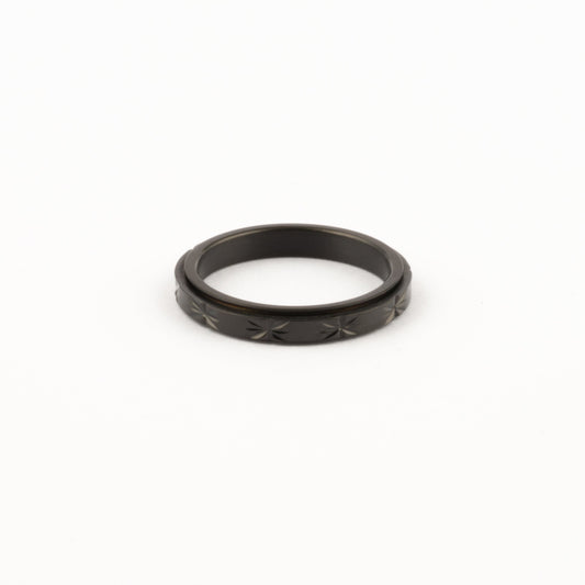 Anillo Deslizante Delgado Textura 1 Negro