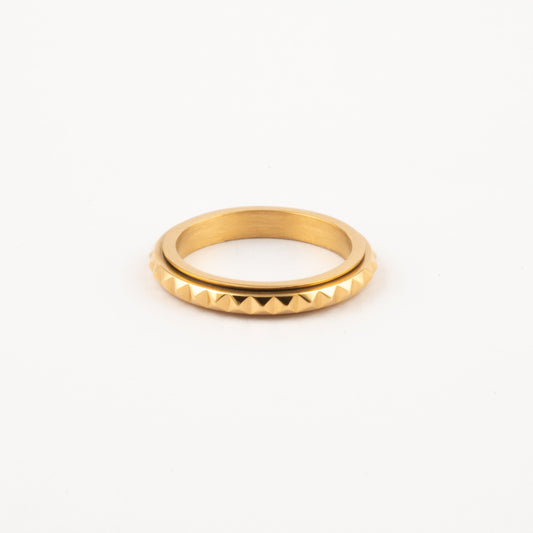 Anillo Deslizante Delgado Rombos Dorado