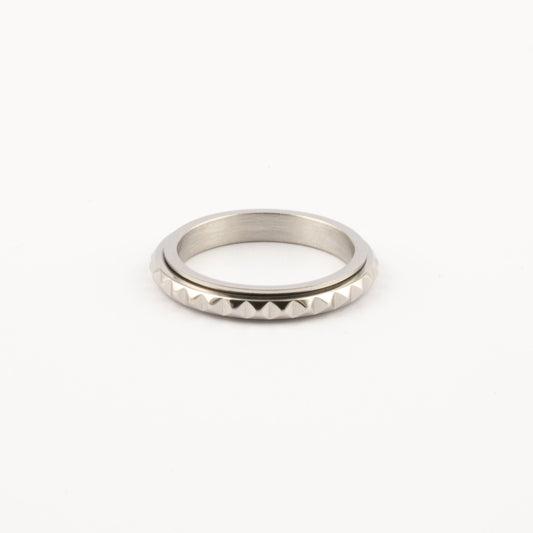 Anillo Deslizante Delgado Rombos Plateado