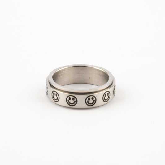 Anillo Deslizante Carita Feliz Plateado
