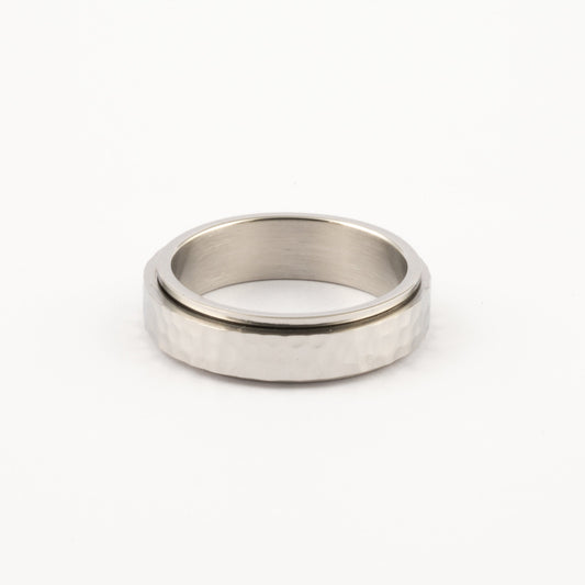 Anillo Deslizante Hammered Plateado