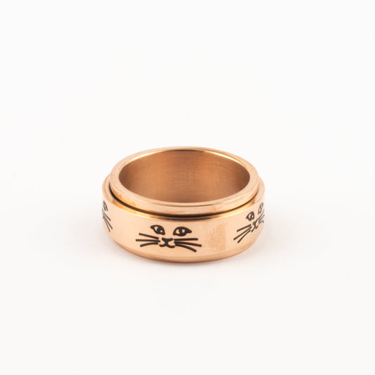 Anillo Deslizante Gatito Oro Rosa