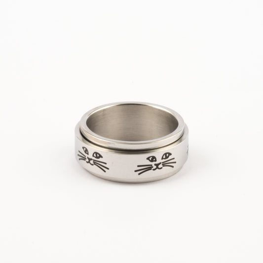 Anillo Deslizante Gatito Plateado